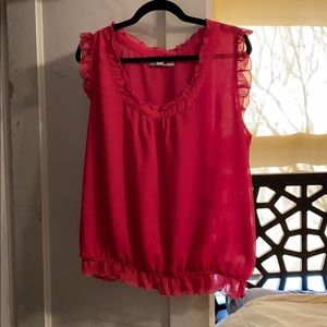 Old navy hot pink ruffle blouse XL